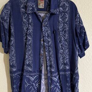 Pineapple Connection Men's Aloha Hawaiian Shirt quilt pattern size Medium